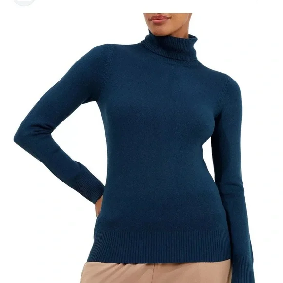 Women's French Connection Blue Turtleneck Sweater - Picture 1 of 4